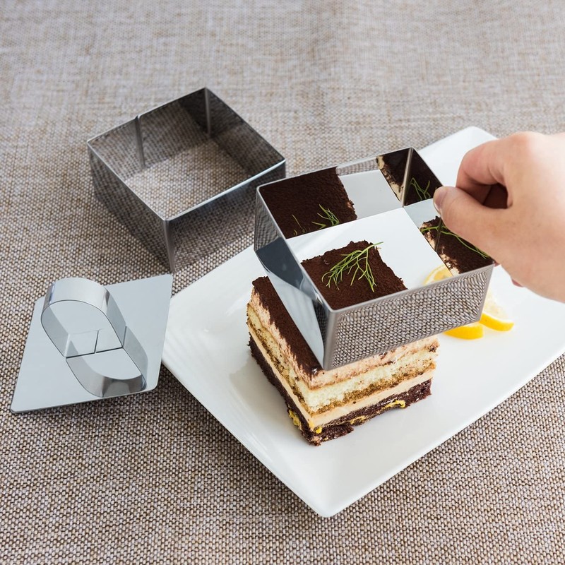 4 Pieces Food Ring Molds Set, Stainless Steel Cake Ring Mold with Pusher, for... gallery