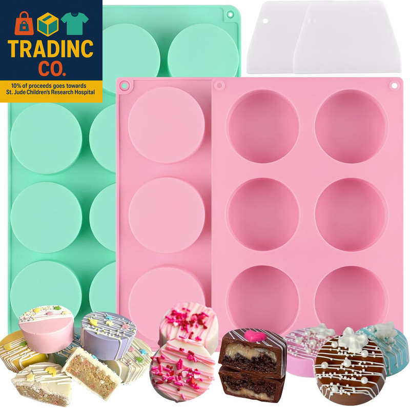 Cake Puck Mold Set 2 Different Sizes, 3 Pack Cake Puck Mold with 2 Scraper, roun