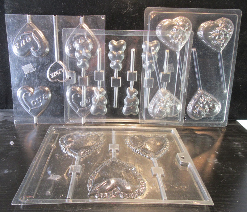 4 Valentine’s Day Heart Chocolate Candy Lollipop Molds Life of the Party