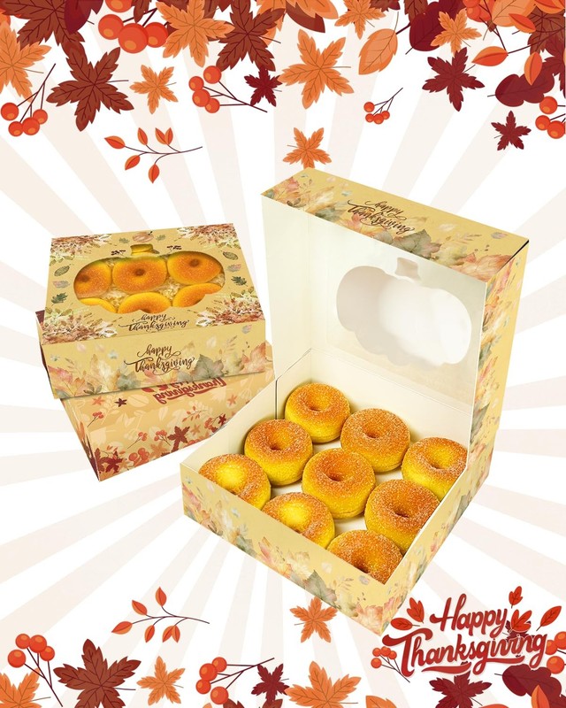 12 Pack Thanksgiving Pie Boxes With Window 10x10x2.5 Inch Cookie Donut Bakery gallery