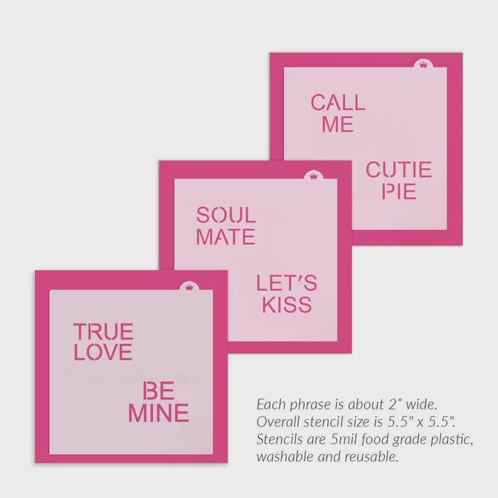 Classic Conversation Hearts Large Stencil Set by Cookie Countess gallery