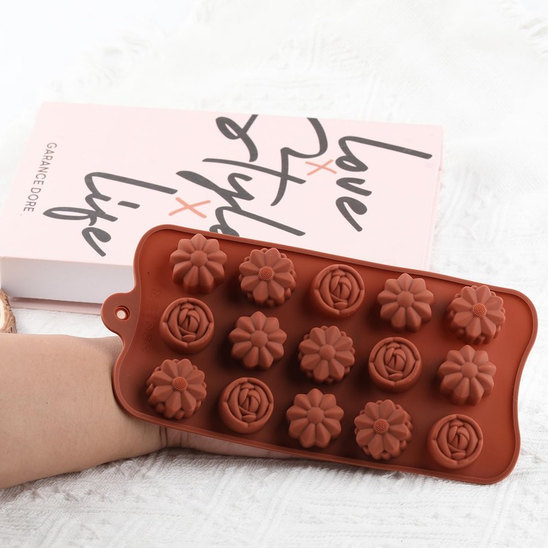 1 PCS 15 Cavity Flowers Silicone Candy Chocolate Mold NonStick Baking Tray gallery