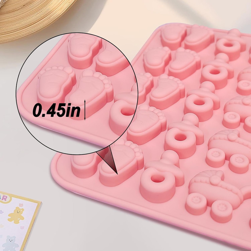 Baby-Shower Theme Candy Silicone Molds 2PCS, Chocolate Moulds with Cute Patterns gallery