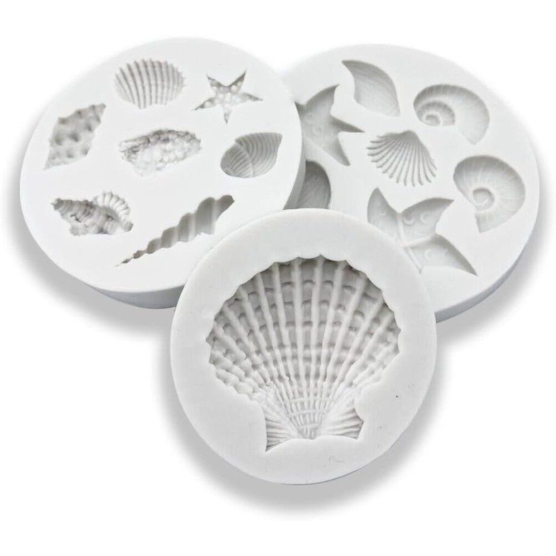 Marine Theme Cake Fondant Silicone Set for Seashell Conch Starfish Coral gallery