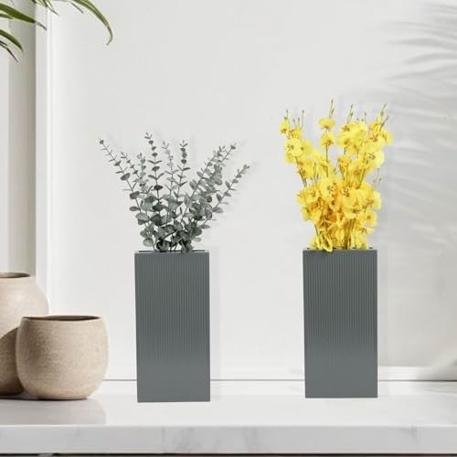 Wood Wall Planter Set of 2, Modern Wall Hanging Decor Pocket Planter for Gray gallery