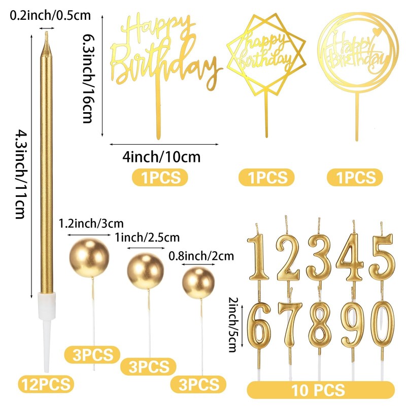 Happy Birthday Cake Decor 34Pcs, Gold Toppers, Anniversary gallery