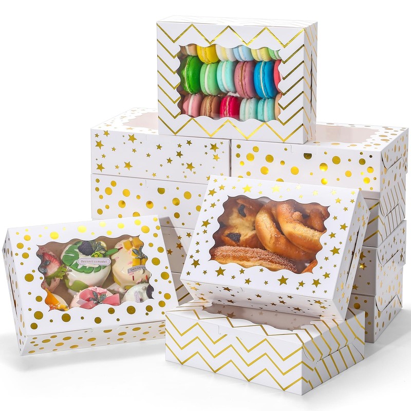 12 PCS 8x6x2.5 Inch White Christmas Cookie Bakery Box Window Pastry Treat