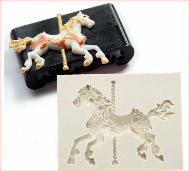 Carousel Horse Silicone Mold Chocolate Resin Candy 3.5″L x 2.75″H Quick Shipping