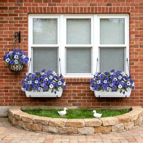 6 Pcs Artificial Flowers Fake Petunias for Outdoors, Faux Flowers Double Blue gallery