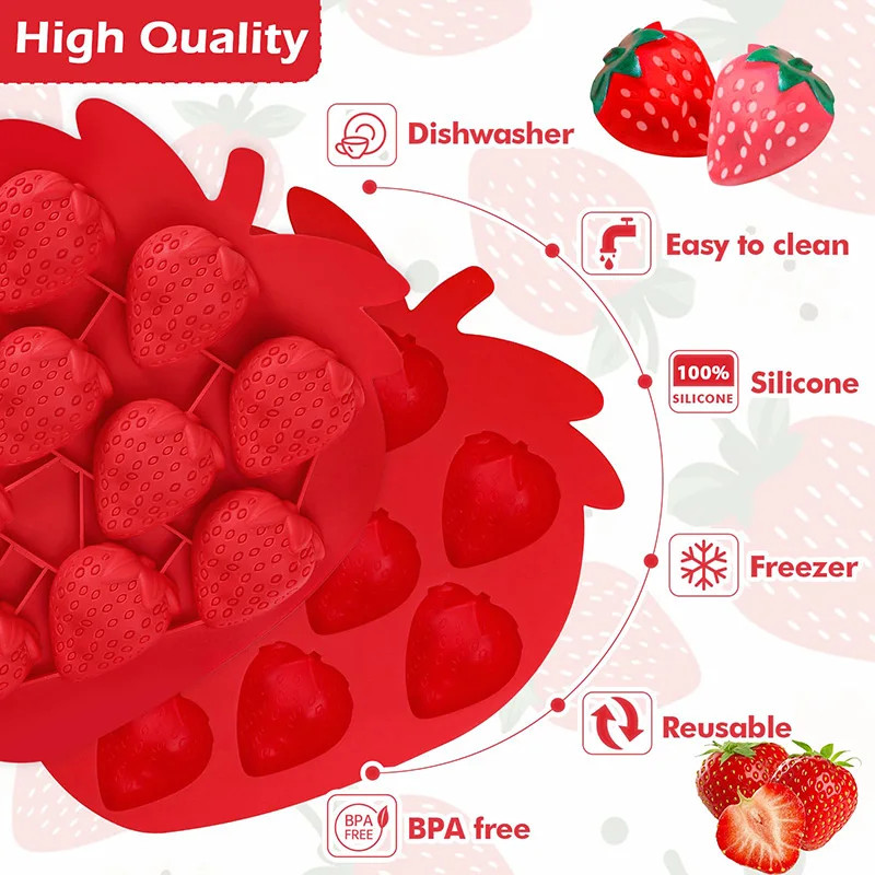 Strawberry Ice Cube Tray Strawberry Silicone Moulds for Chocolate Candy Cake Cup gallery