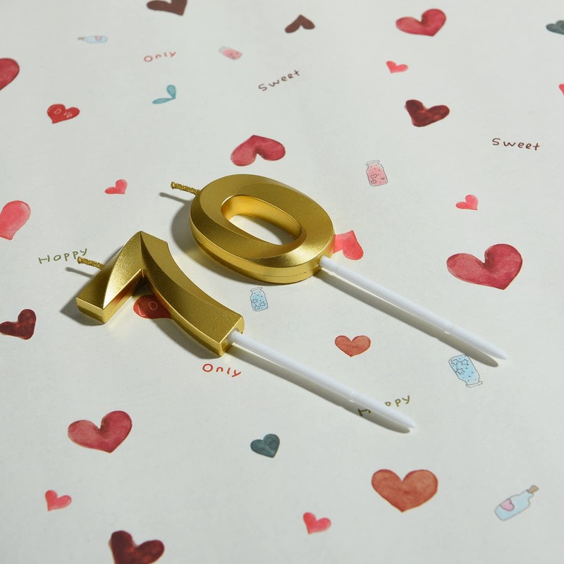 Gold 70 Cake Topper, 70th Birthday Party Decorations, Number Candles gallery