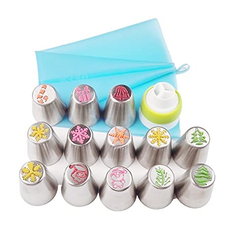 15 Pcs Christmas Decorations Piping Bags and Tips Set 13 Piping Tips Set Icin…