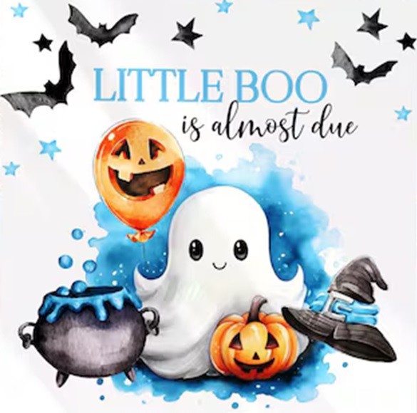 A Little Boo is Almost Due Baby Boy Baby Shower Edible Cake Topper Decoration