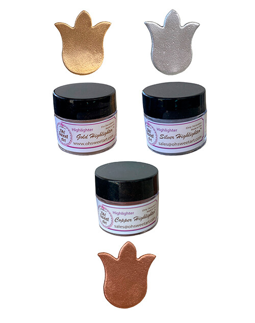 Highlighter Dust SET Metallic (3 colors) Cake (4 gr each) Fondant Decorating