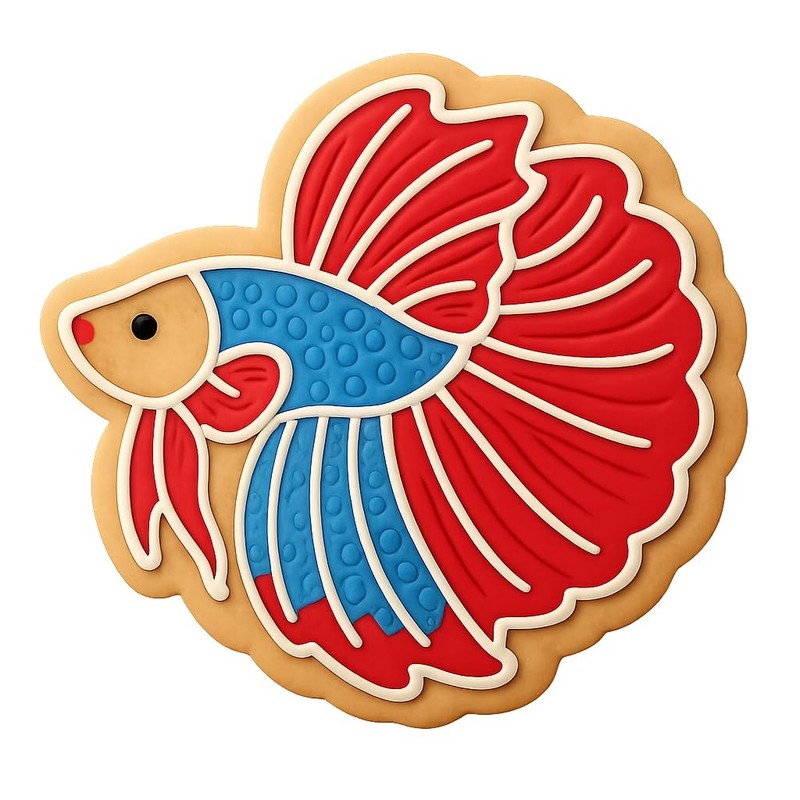 Rosetail Betta Fish Cookie Cutter & Stamp, Fondant & Clay - 4x3.8 gallery