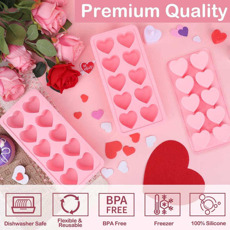 Pink Heart Shaped Mold Silicone 10Cavity For Chocolate Candy 3 PCS gallery