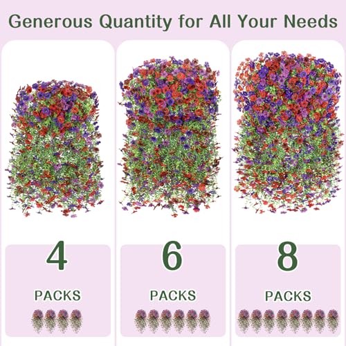 PCS Artificial Fake Hanging Flowers for Outdoor 4 Red Brown Purple Deep Purple gallery