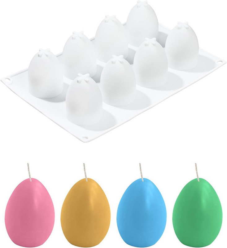 Silicone Egg Molds – 8-Cavity Easter Egg Shaped Mold for Chocolate, Candy, Fonda