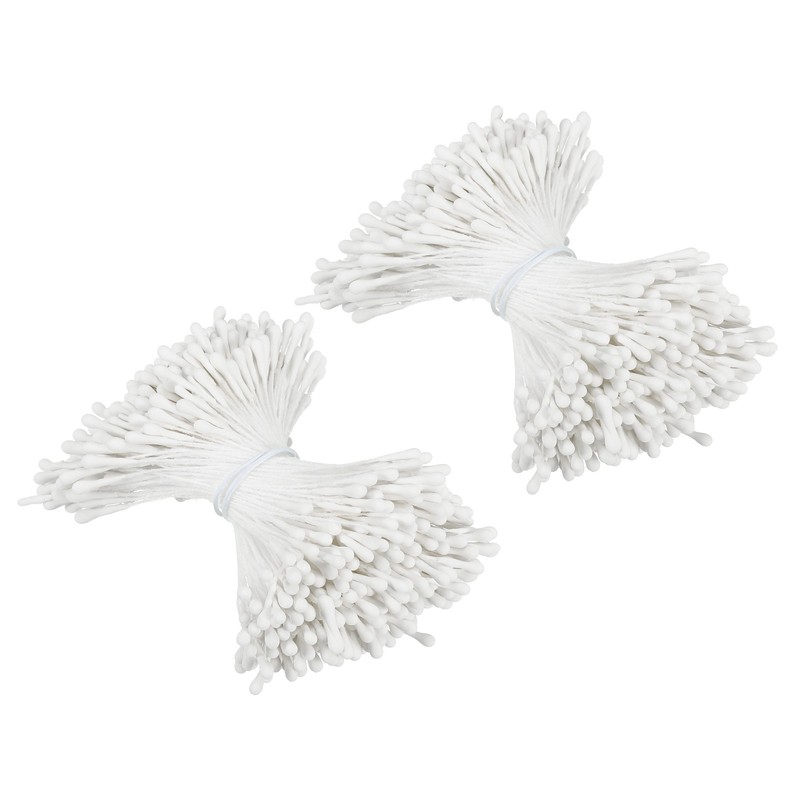 700Pcs Double Heads Flower Stamen Artificial Flower Stamen Pistil White