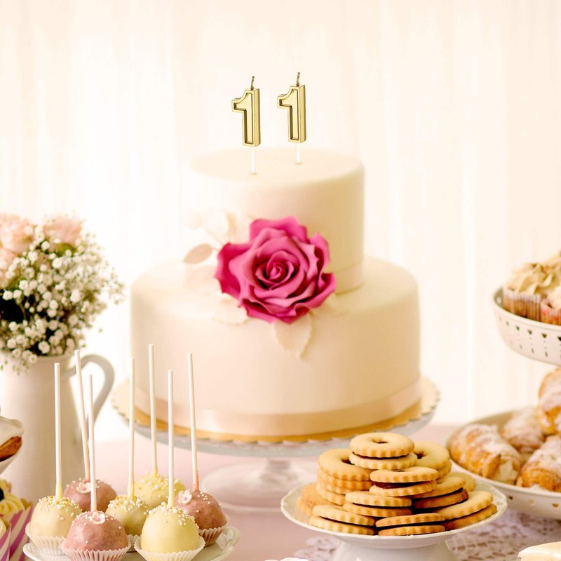11th Birthday Candles Cake Number Happy 4.5 inches, Gold gallery