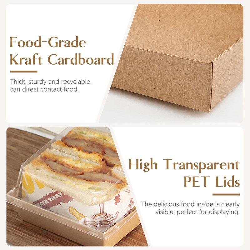 50 Pack Small Paper Charcuterie Boxes with Clear Lids, 4×4 Inch Mini Cake Sli... gallery