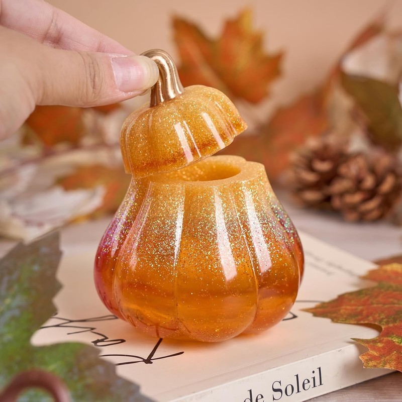 Pumpkin Jar Mold Silicone Epoxy Resin w/ Lid DIY Craft Halloween Decoration Tool gallery