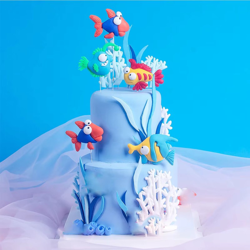 5PCS Under The Sea Cake Decoration Ocean Cake Topper Under The Sea gallery
