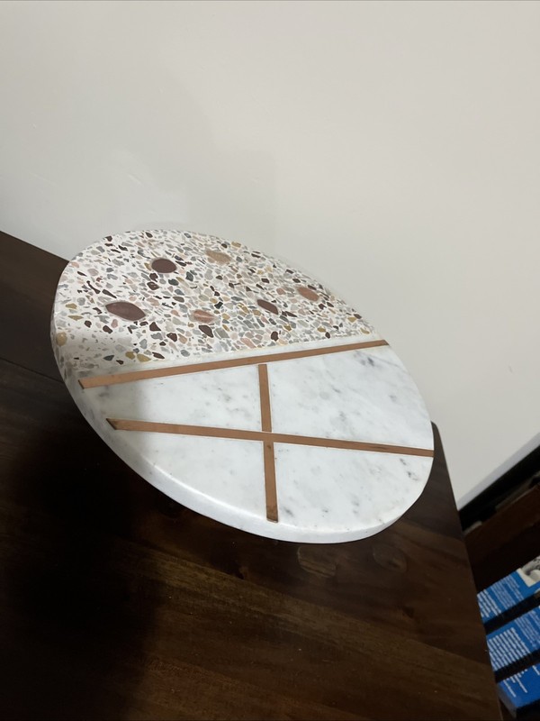 THIRSTYSTONE Pink Terrazzo White Marble Cake Stand NM796-MCY Copper Display gallery