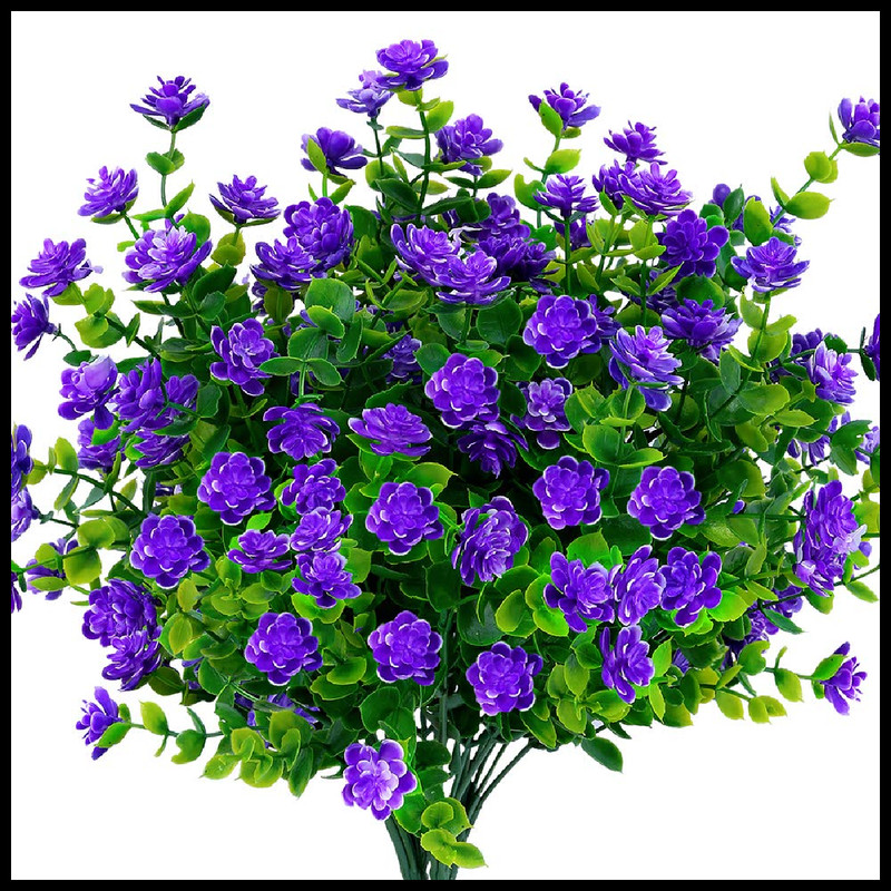 Klemoo 24 Bundles Outdoor Artificial Fake Flowers Uv Resistant No Fade Boxwood