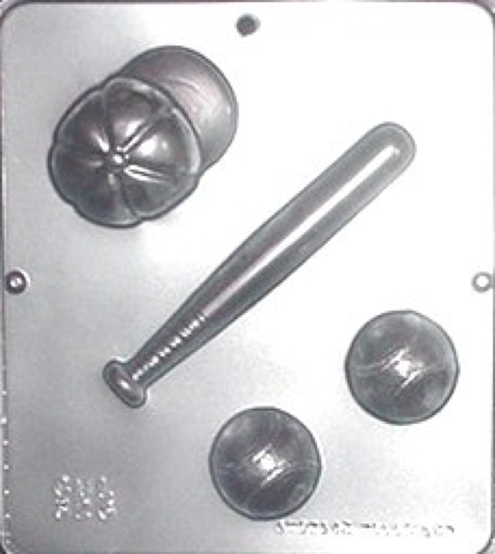 Baseball Cap, Bat, and Ball Chocolate Candy Mold 326 NEW gallery