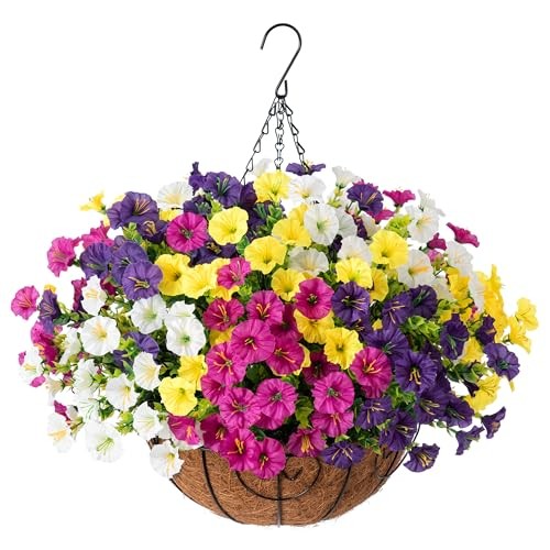 Artificial Faux Hanging Multi-color (3 Fuchsia, 3 Purple, 3 Yellow, 3 White)