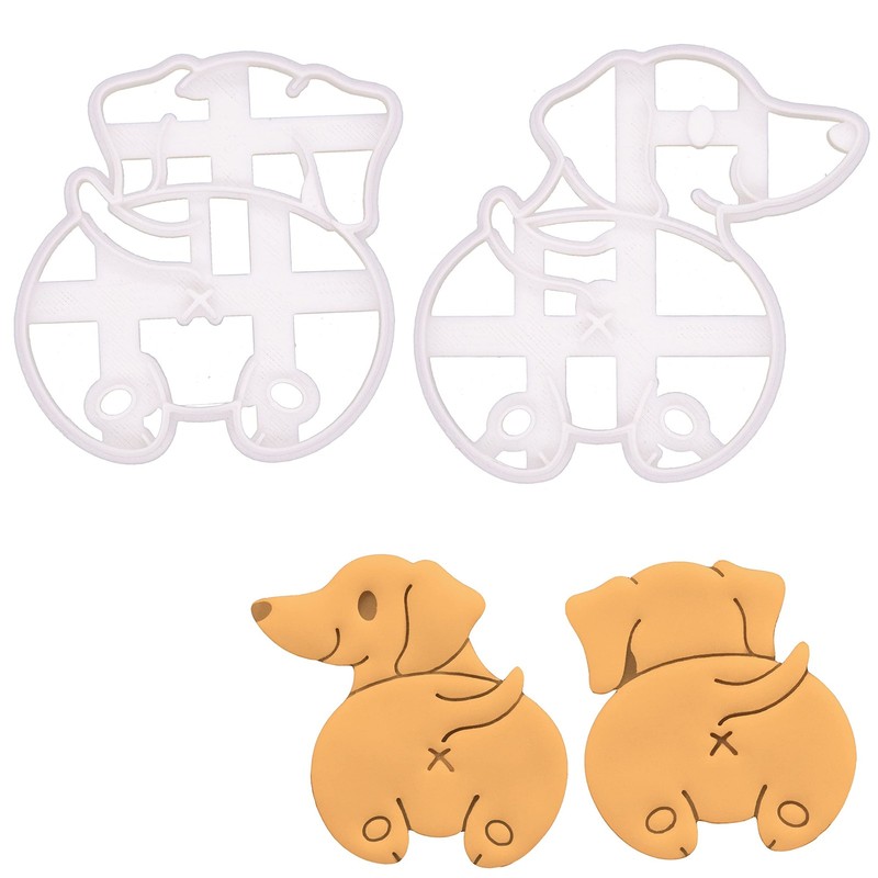 Set of 2 Dachshund Butt cookie cutters, 2 pieces Bakerlogy