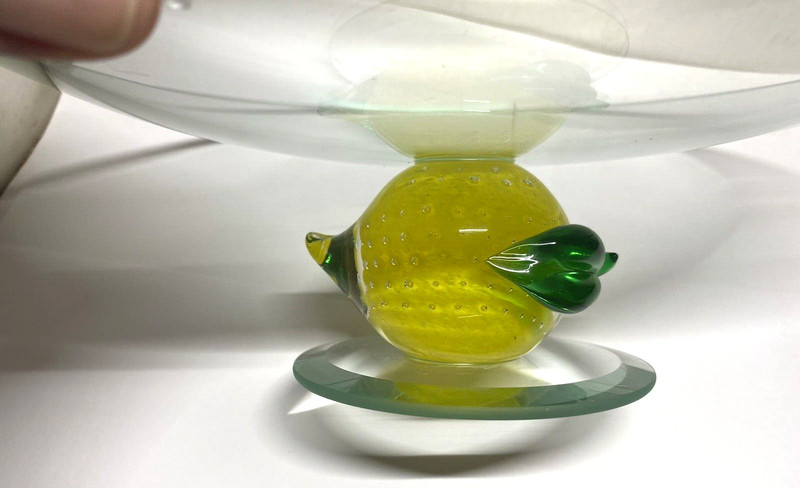 ART GLASS LEMON PEDESTAL FRUIT BOWL CAKE PLATE, FREE SHIPPING gallery
