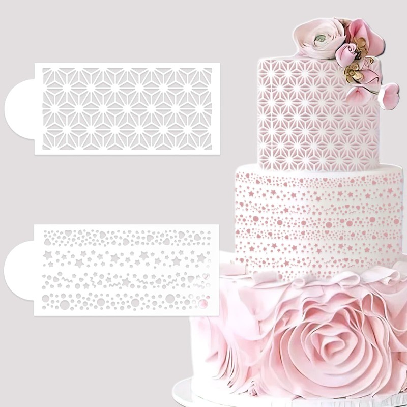 10 Pcs Cake Stencils Cake Templates Set Floral Plant Wedding Icing Stencils I... gallery