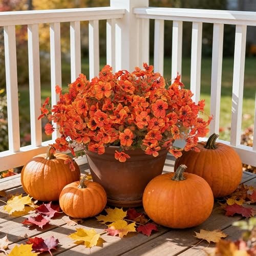 Artificial Flowers Fake Fall Plants for Outdoor Indoor Garden Christmas Sunset