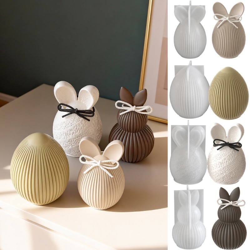 Striped Easter Eggs Hare Silicone Molds Easter Themed Silicone Mould gallery