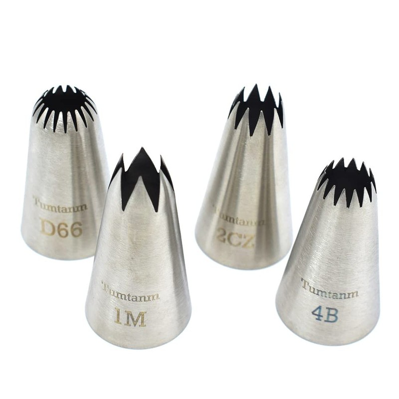 Large Piping Nozzles, 4Pcs #2CZ #D66#4B #1M Stainless Steel Seamless Icing Pi…
