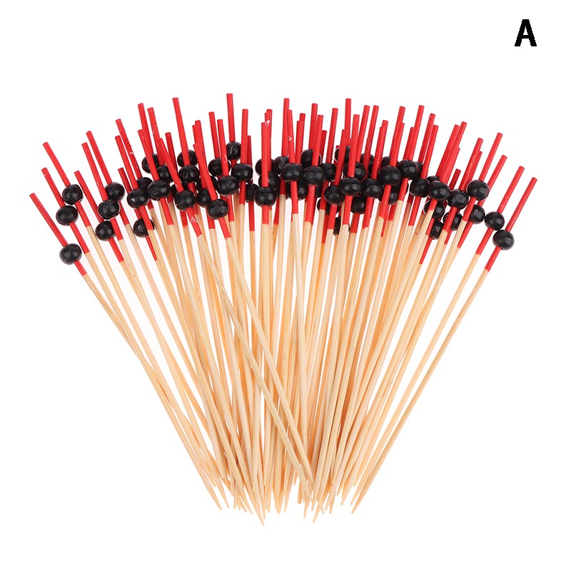 100pcs 12cm Bamboo Toothpicks Pick Buffet Cupcake Fruit Fork Dessert Salad Stick
