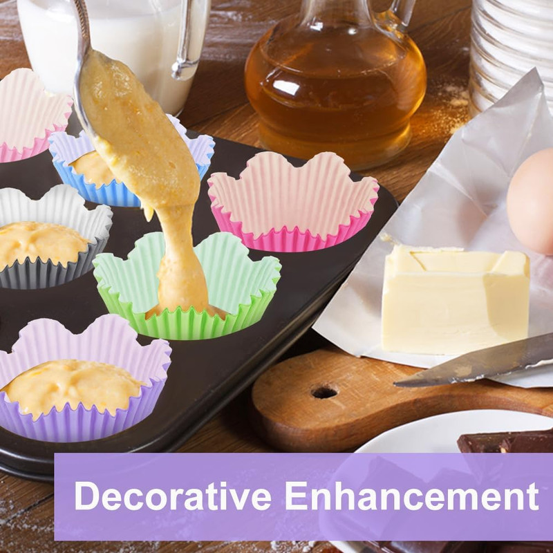 600 Pcs Flower Petal Cupcake Liners, Floral Shaped Cupcake Wrappers for Muffin C gallery