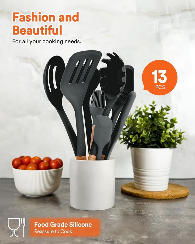 Kitchen Utensils Set, 13PCS Silicone Cooking Utensils, Heat Resistant Kitchen... gallery