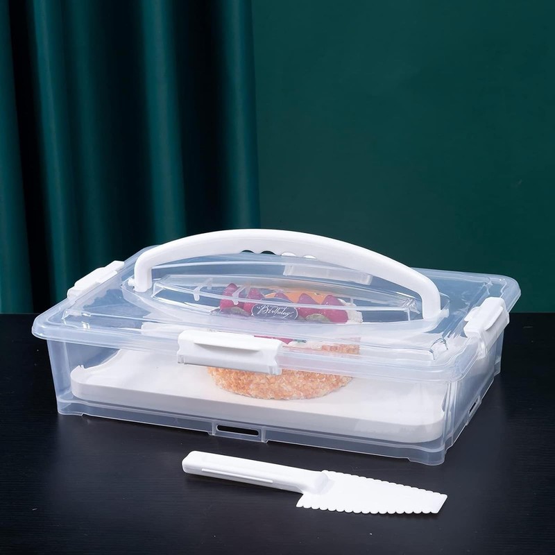 1Pack White Plastic Cake and Cupcake Carrier Holder, Large Portable Storage C…