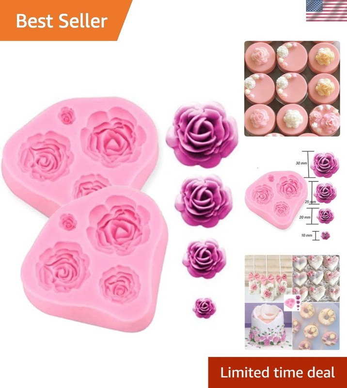 Elegant Rose Silicone Cake Molds – 2 Piece Set for Stunning Fondant Decorations