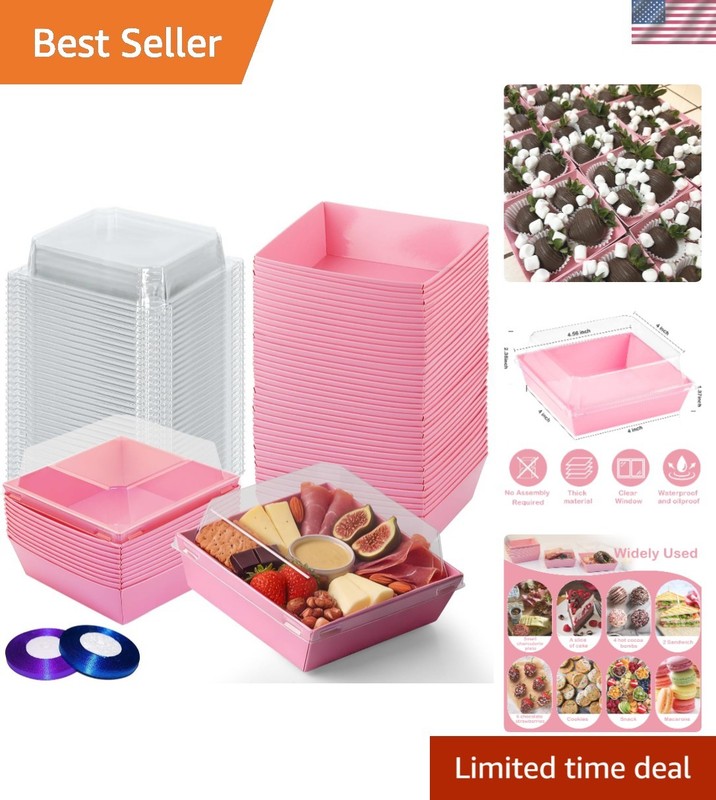Versatile 50-Pack Charcuterie Boxes for Fruits, Desserts & More – With Lids