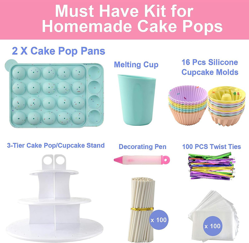 Cake Pop Maker Set Including Silicone Lollipop Molds, 3 Tier Display Stand, Sili gallery