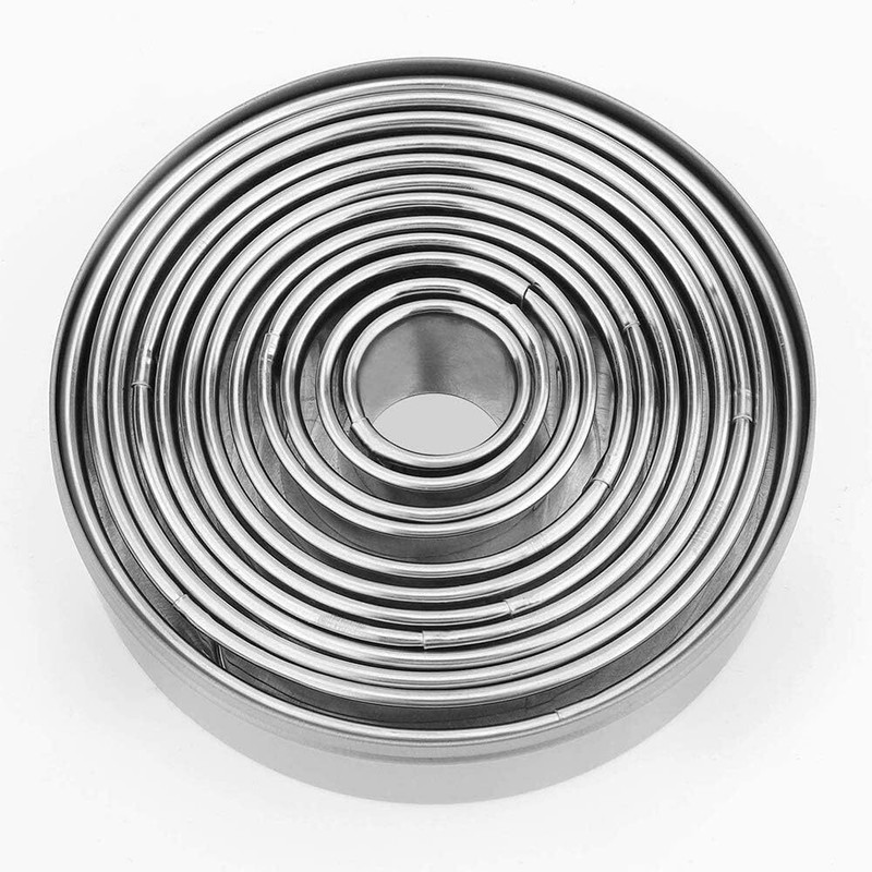 12 Pieces Round Cookie Biscuit Cutter Set,Graduated Circle for Pastry,18/8 Stain gallery
