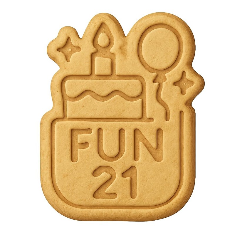 Joyful 21 Cookie Cutter & Stamp, Fondant & Clay – 3.2×4″