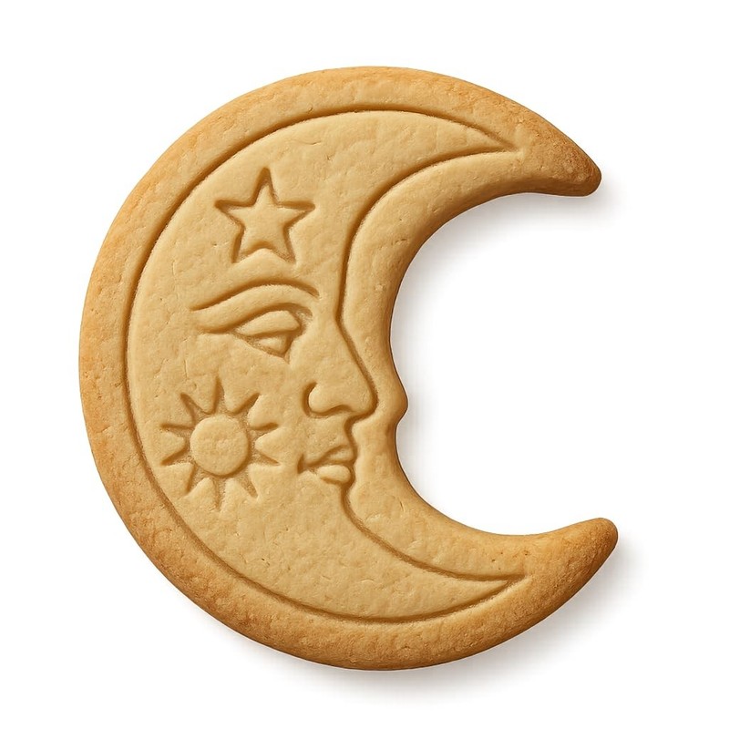 Celestial Moon Cookie Cutter & Stamp 4×2.4″ for Baking Fondant Clay Embosser