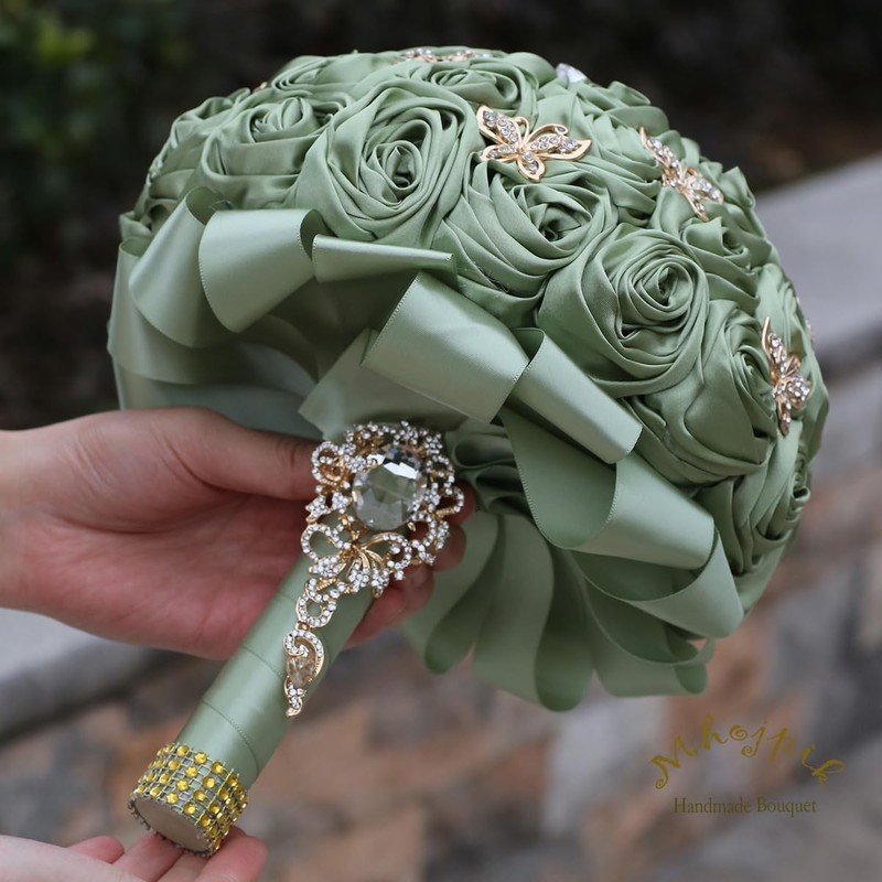 Mhojpik Handmade Wedding Flowers Bouquet Round Holding Bridal Bouquet Toss gallery