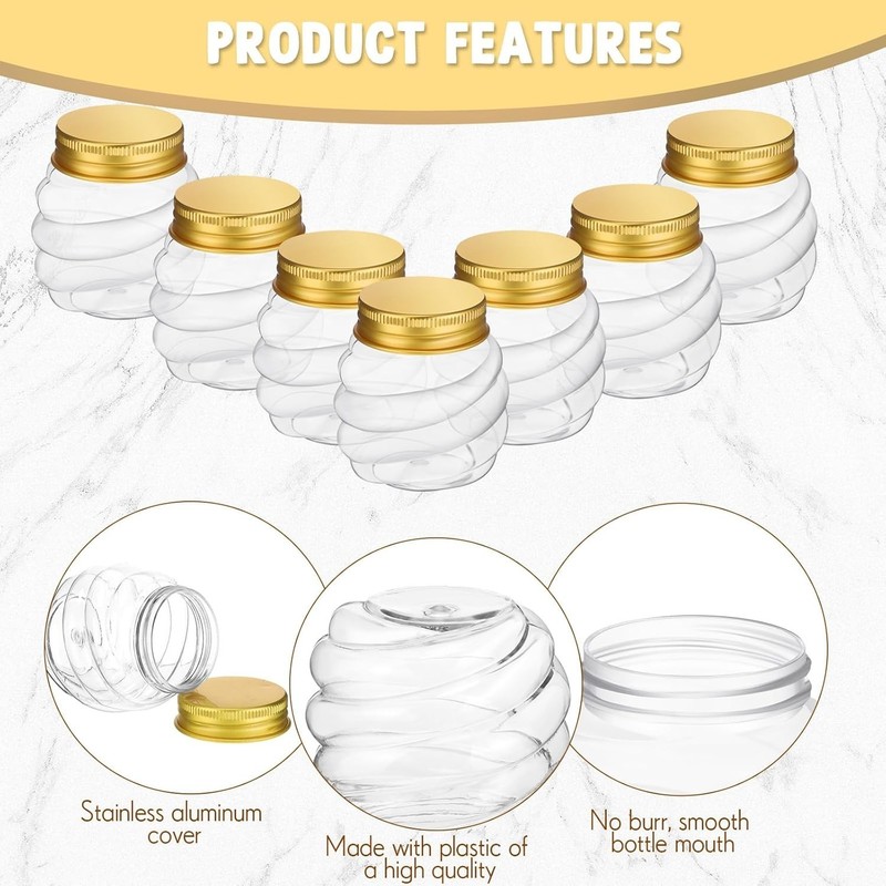 50 Pcs 2 oz Mini Honey Jars Party Favors in Bulk Honeycomb Plastic Jars with ... gallery