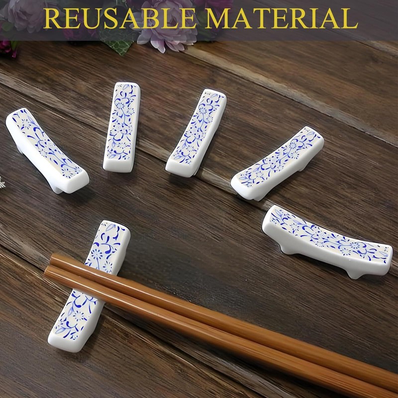 Ceramic Chopsticks Holder Porcelain Chopstick Rest Fork Stand Holder Set of 5... gallery